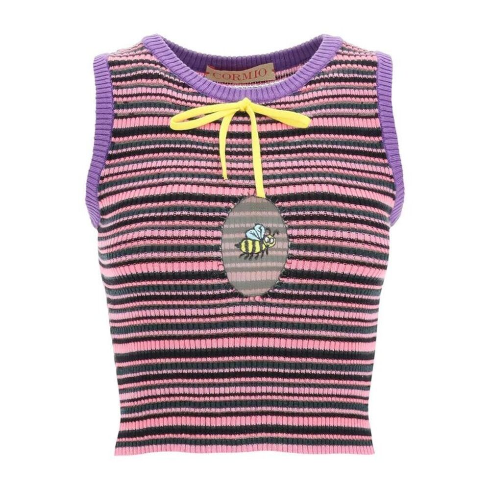 CORMIO Gloria Striped Knit Top with Bee Applique Women MULTICOLOUR T-Shirts &